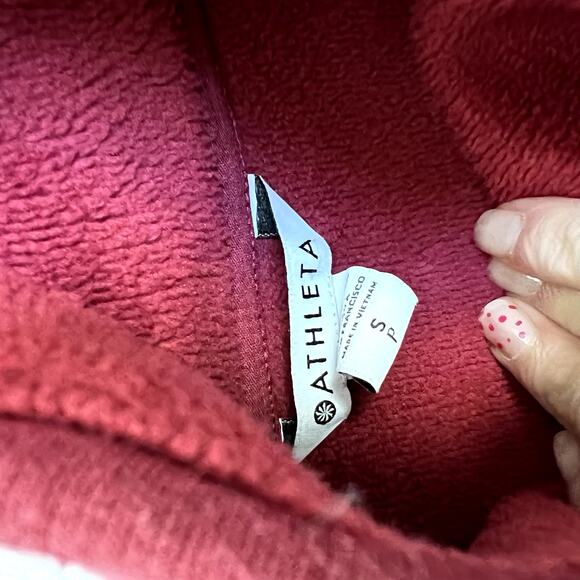 Athleta Cozy Karma Asym Pullover Sweatshirt SlmallDecadent Red - Picture 6 of 8